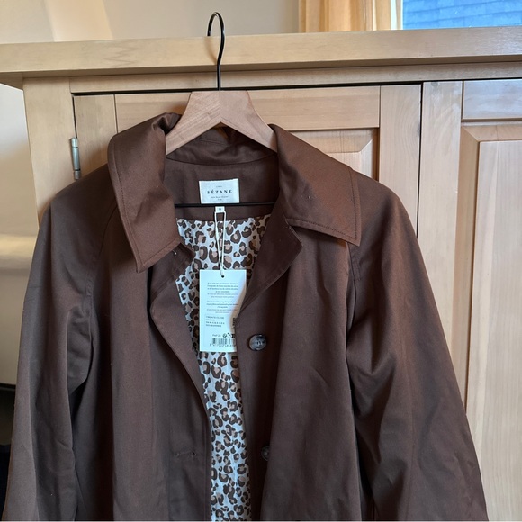 Sezane Brown Coat with Leopard Lining - Picture 3 of 6
